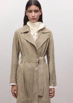Long suede trench with belt — Medium Brown 8