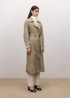 Long suede trench with belt — Medium Brown 12