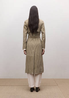 Long suede trench with belt — Medium Brown 17