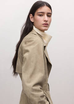 Long suede trench with belt — Medium Brown 18