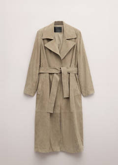 Long suede trench with belt — Medium Brown 5