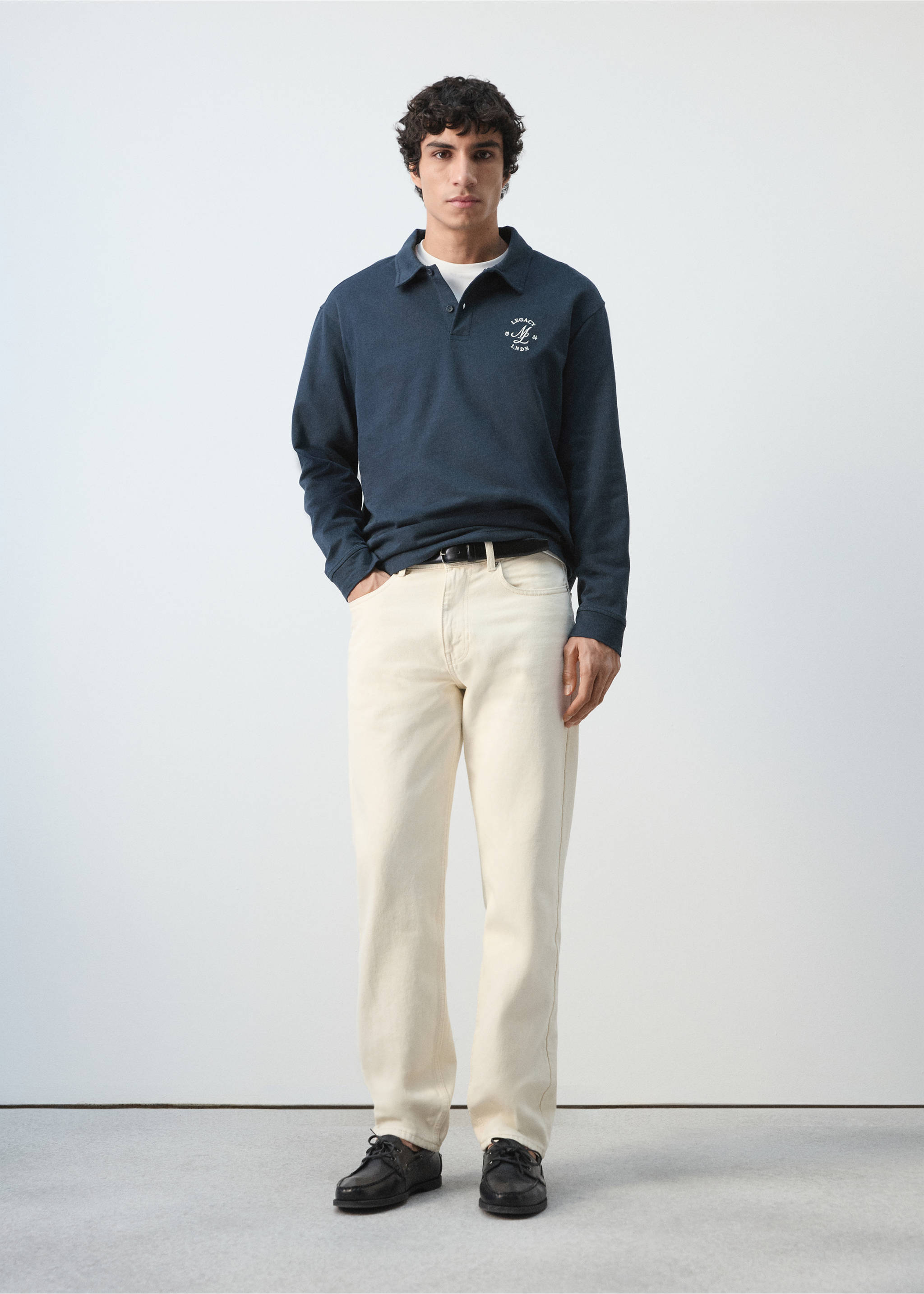 100% cotton polo shirt with graphic embroidery - General plane, Navy. Ref: 27064438-00.