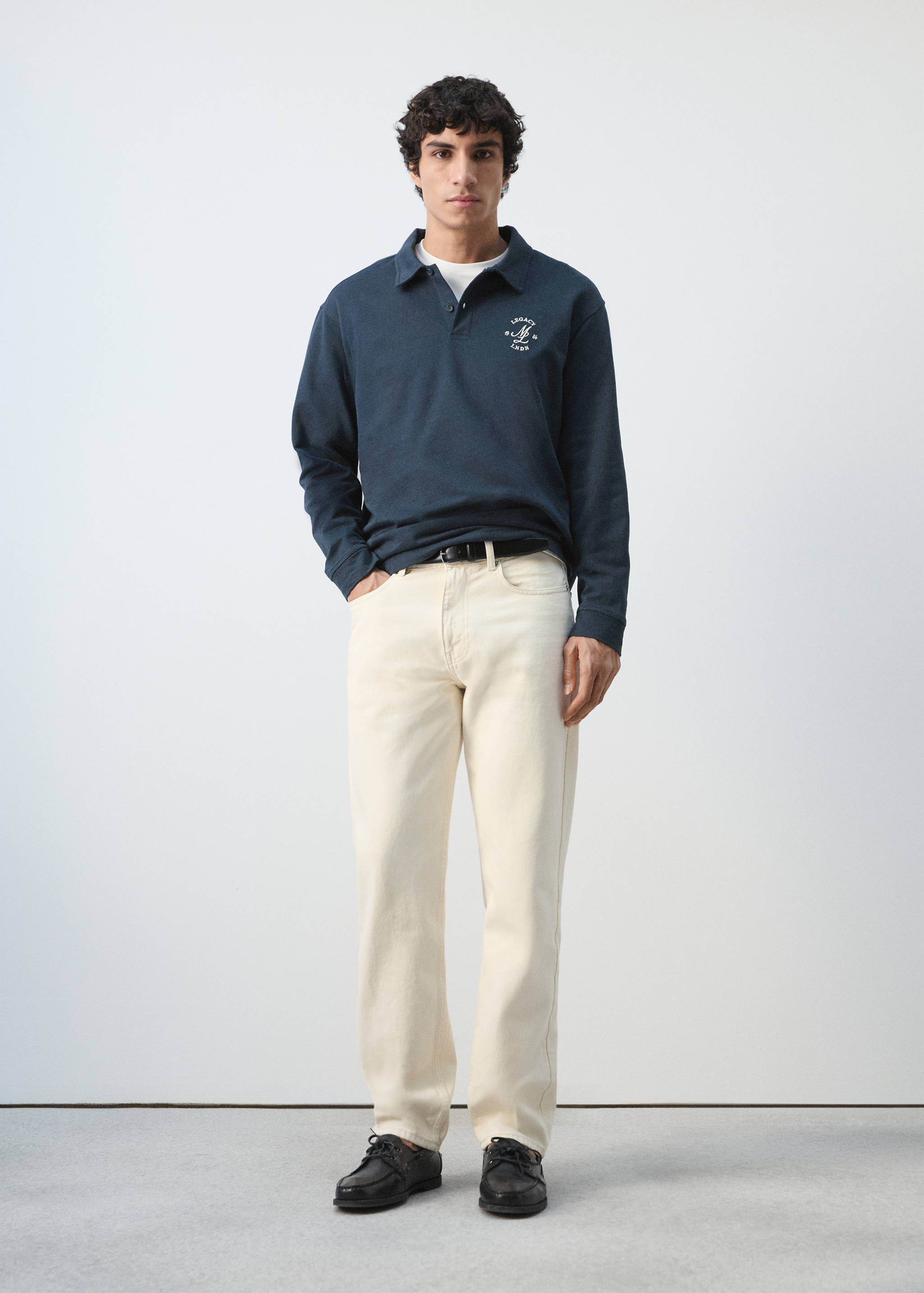 100% cotton polo shirt with graphic embroidery - General plane