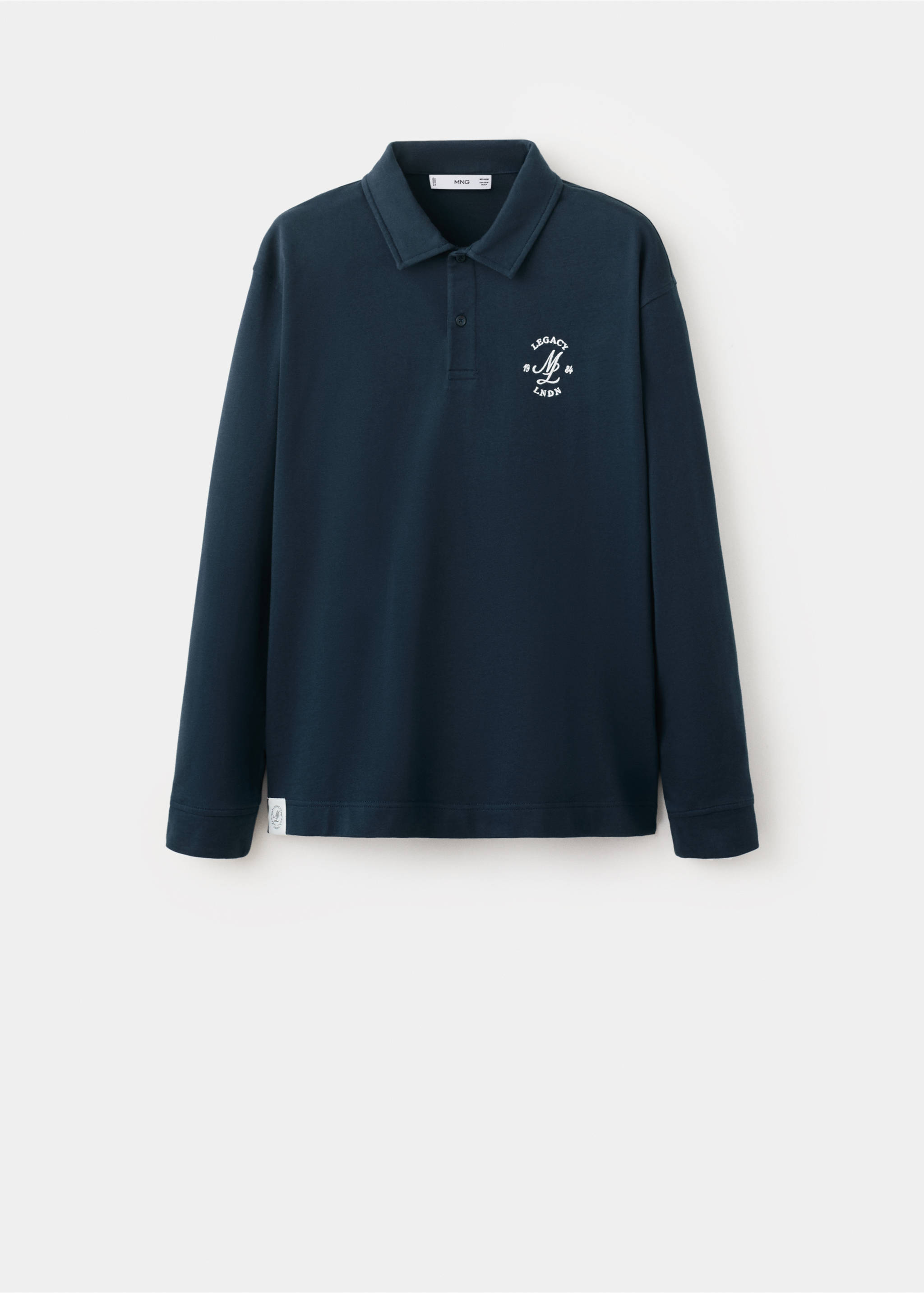 100% cotton polo shirt with graphic embroidery - Article without model, Navy. Ref: 27064438-00.