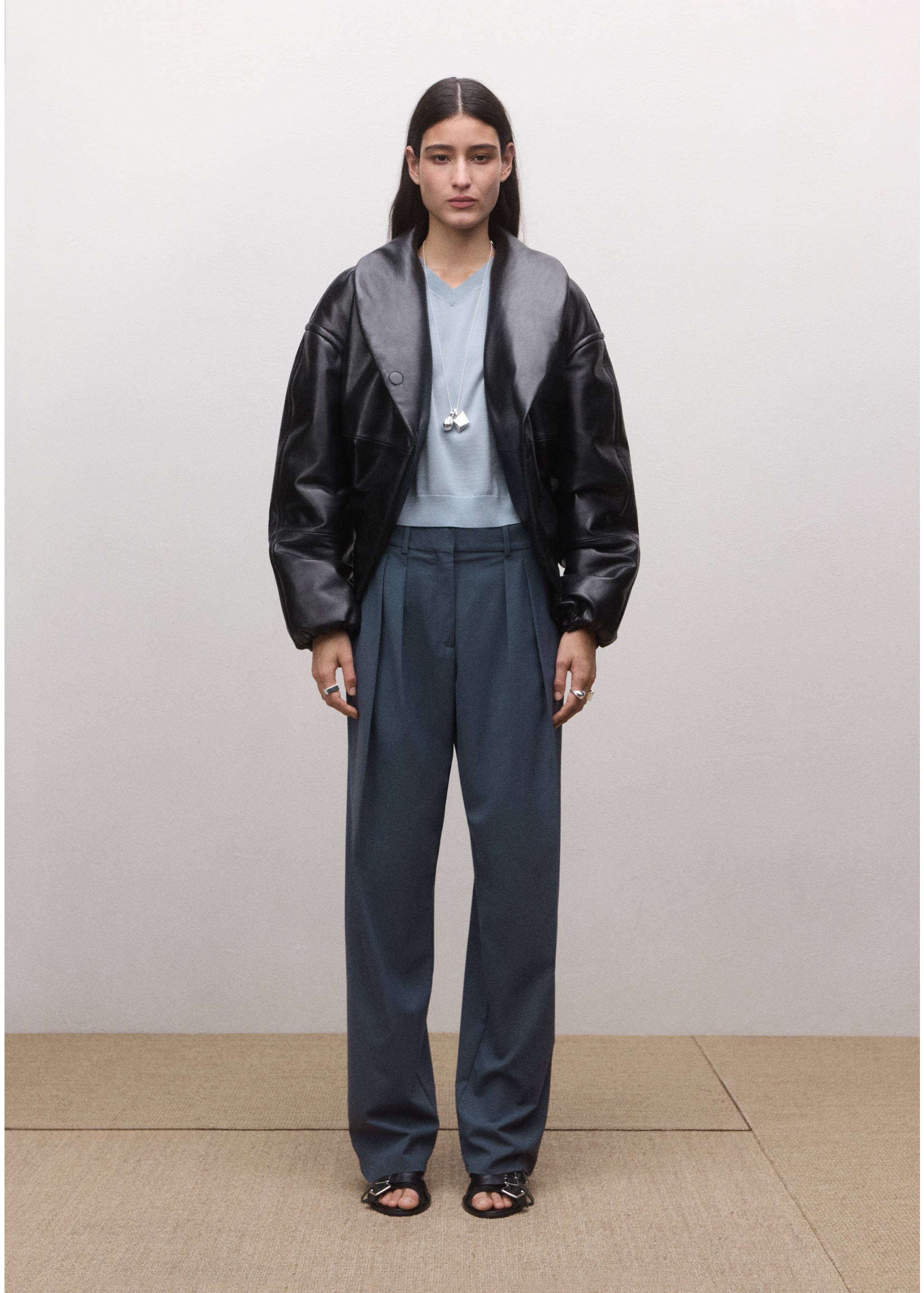 100% wool short-sleeved sweater - General plane, Medium Grey. Ref: 27064440-00.