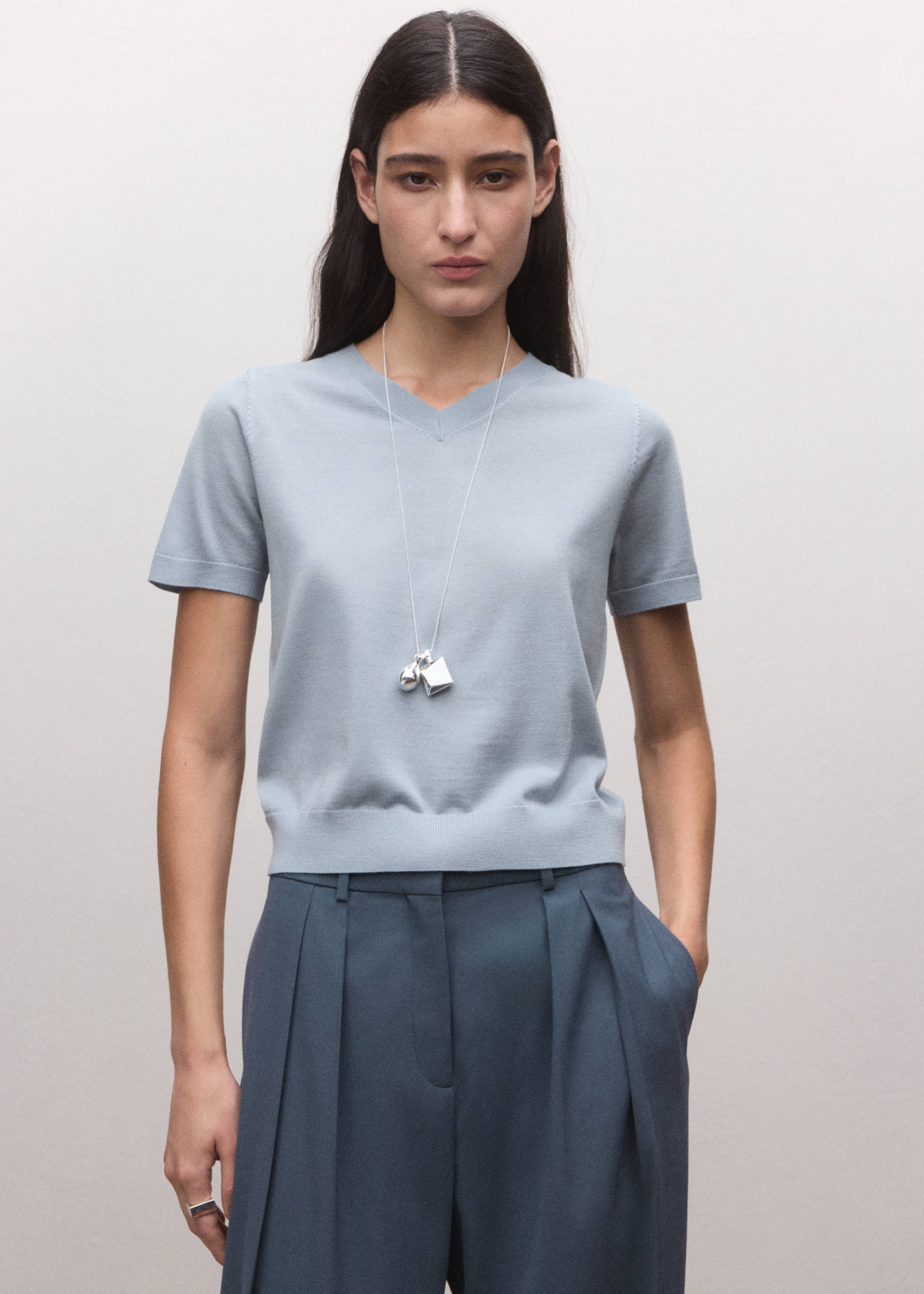 100% wool short-sleeved sweater - Medium plane