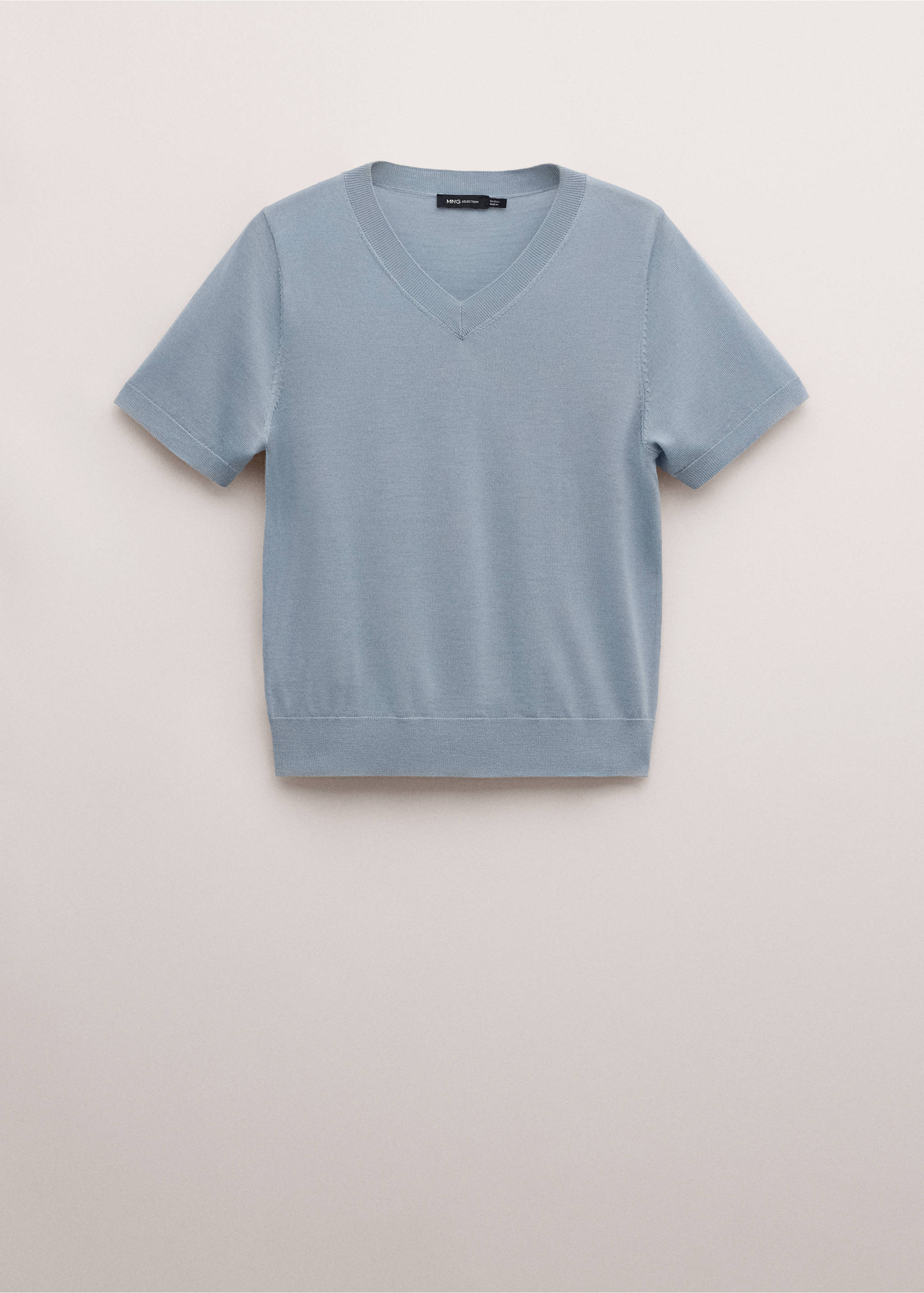 100% wool short-sleeved sweater - Article without model, Medium Grey. Ref: 27064440-00.