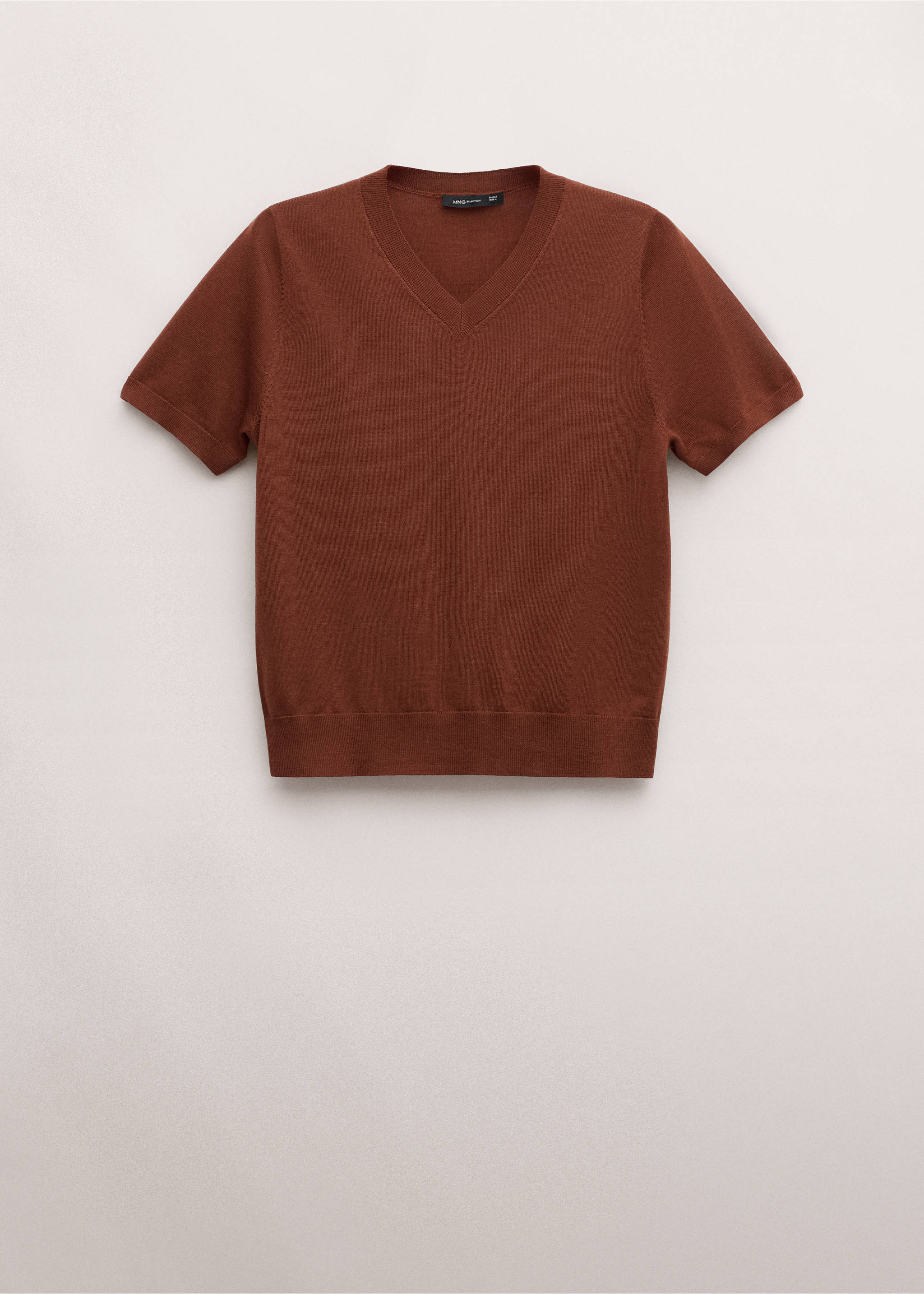 100% wool short-sleeved sweater - Article without model, Russet. Ref: 27064440-00.