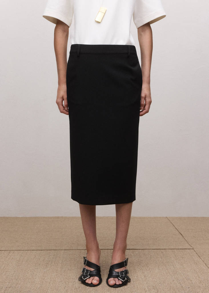 Wool-blend midi-skirt