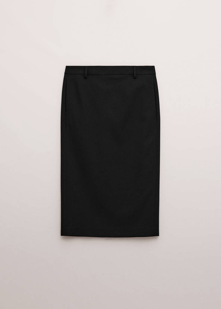 Wool-blend midi-skirt — Black