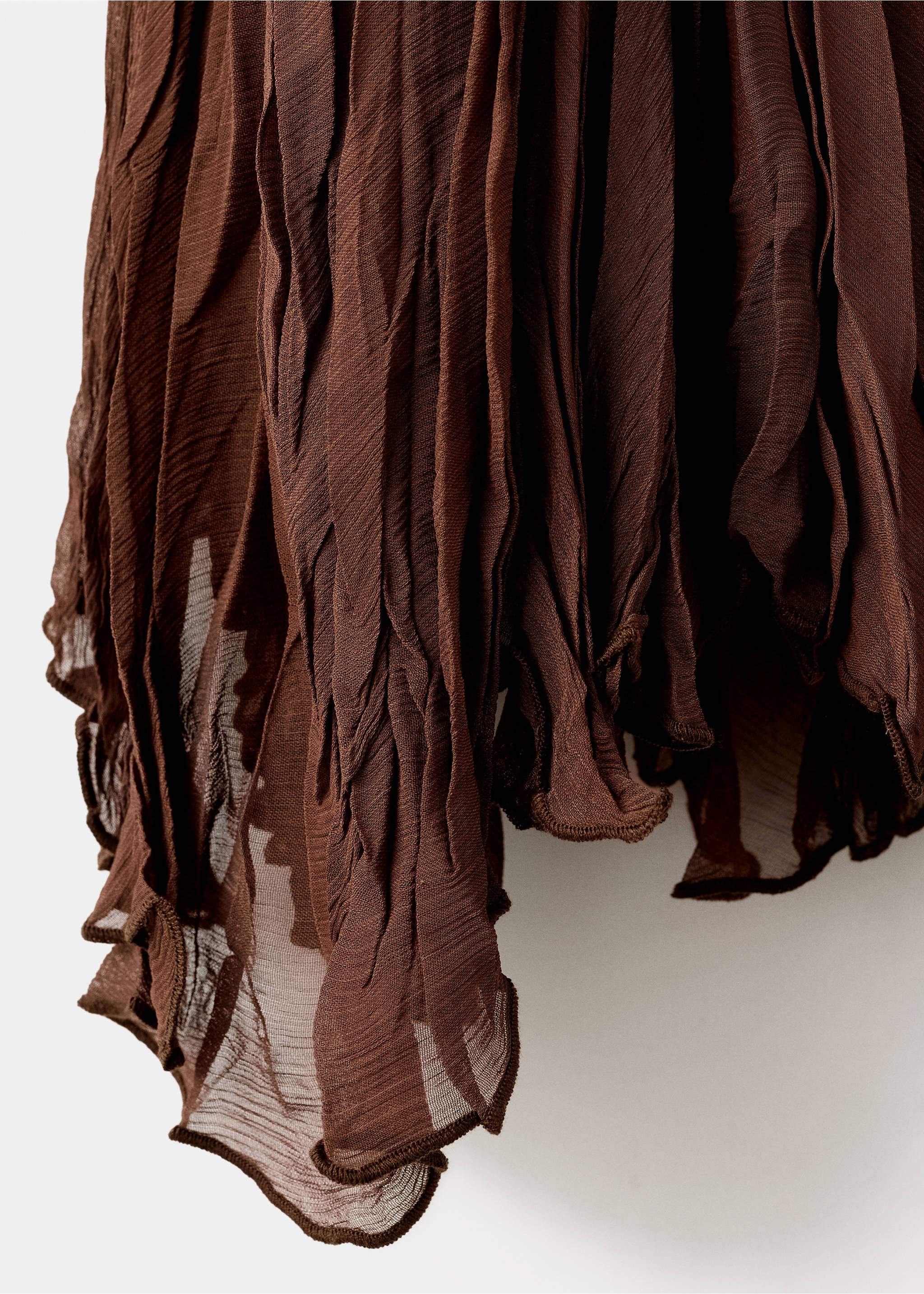 Ruffled chiffon skirt - Details of the article 8, Brown. Ref: 27064446-00.