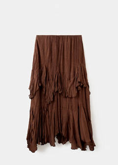 Ruffled chiffon skirt — Brown 15