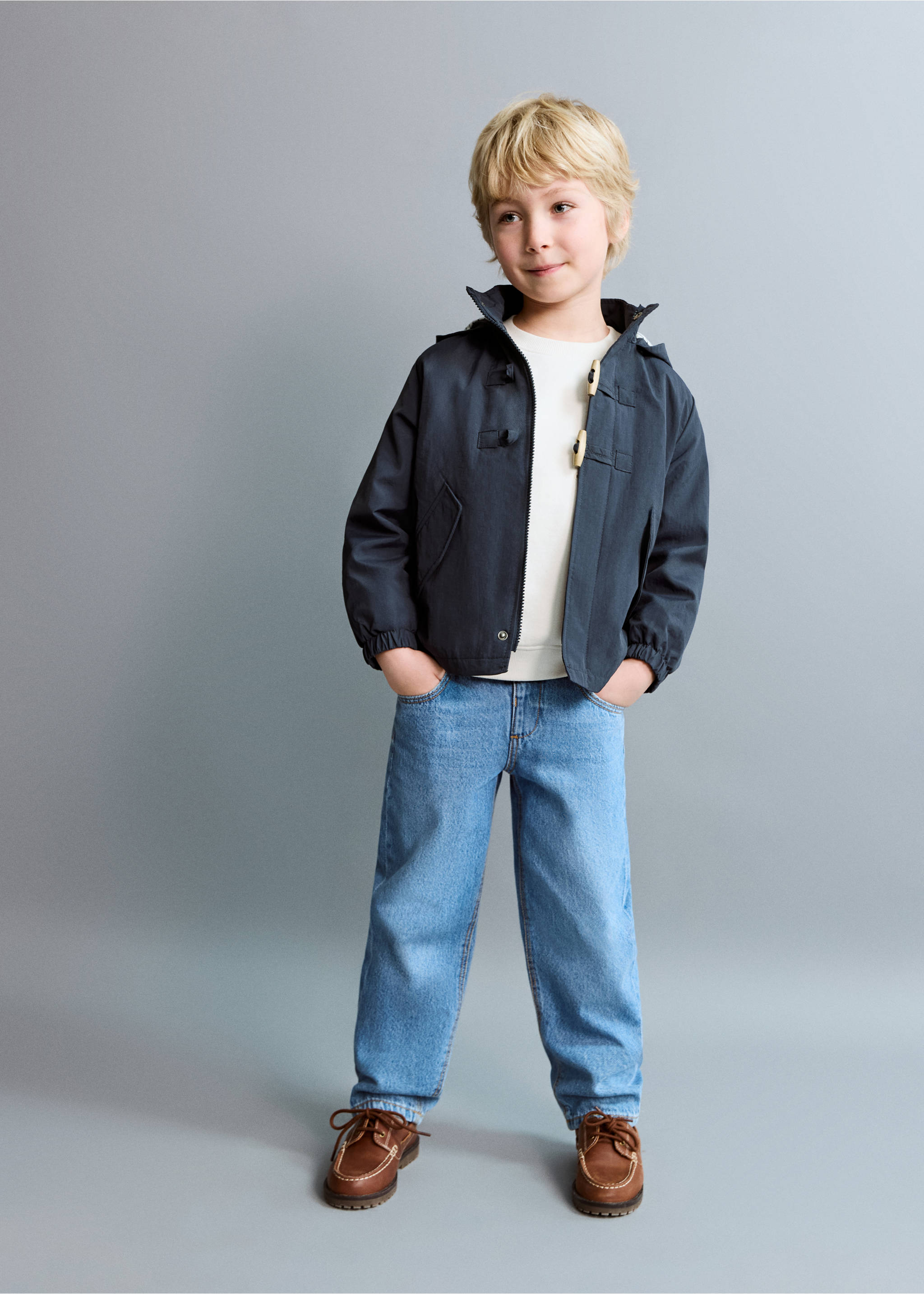 Chaqueta capucha - Plano general, Azul marino. Ref: 27064767-00.