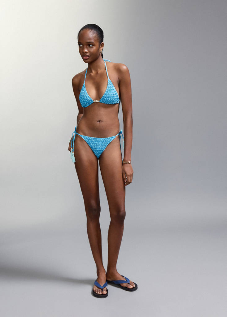 Printed bikini with medium-coverage bottoms — Blue