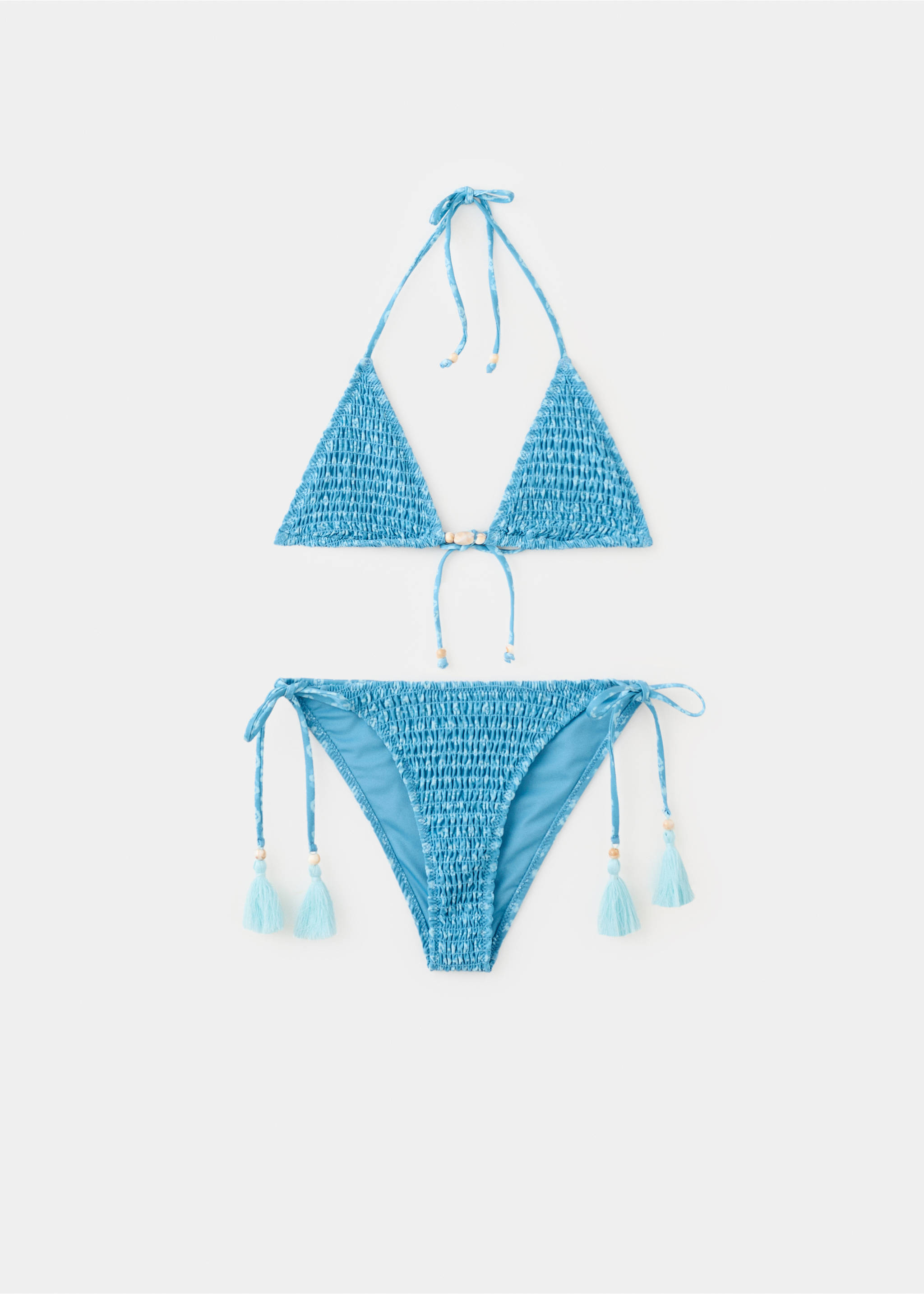 Ruched bikini with mid-rise bottoms - Article without model, Blue. Ref: 27064769-00.