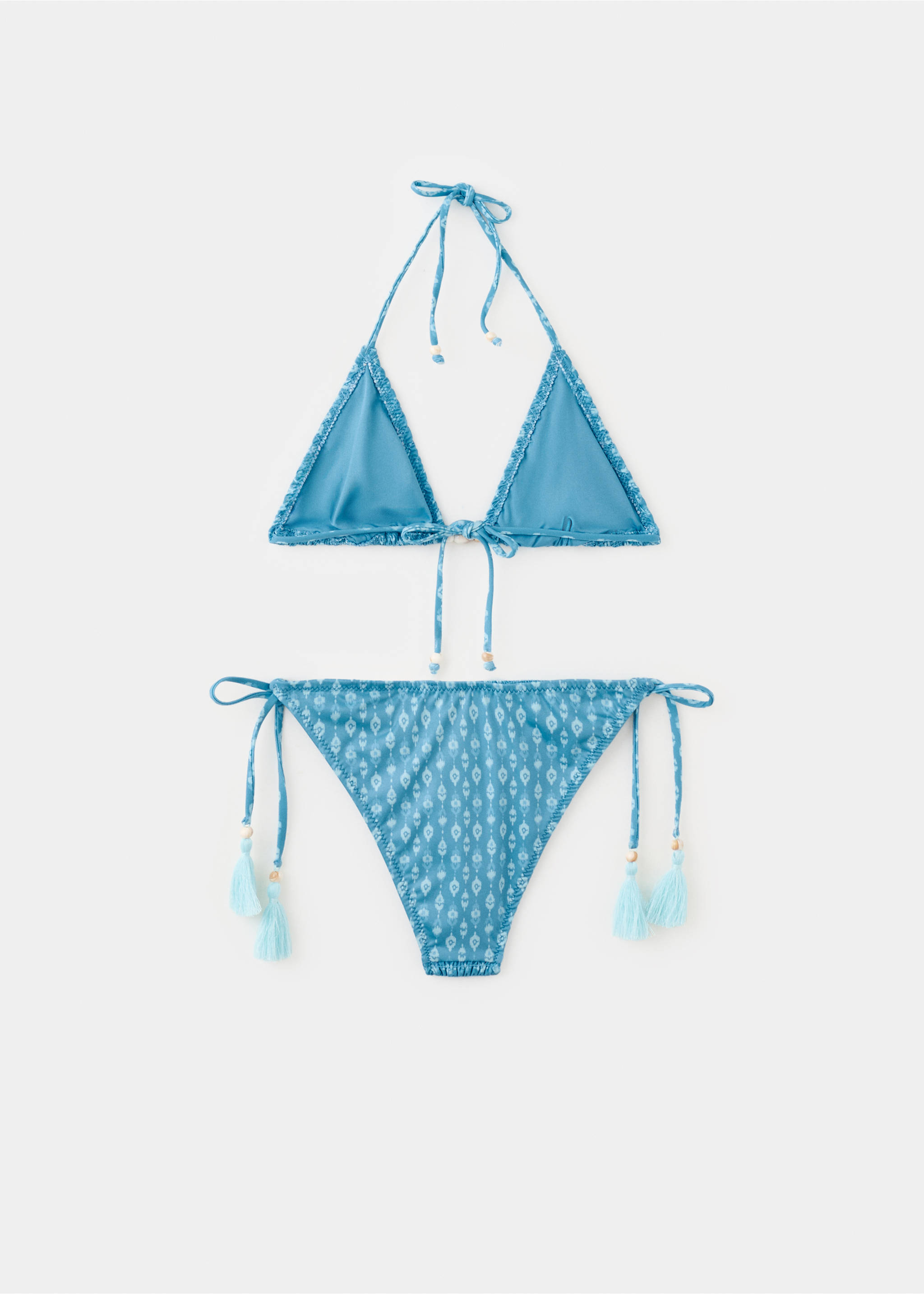 Ruched bikini with mid-rise bottoms - Reverse of the article, Blue. Ref: 27064769-00.