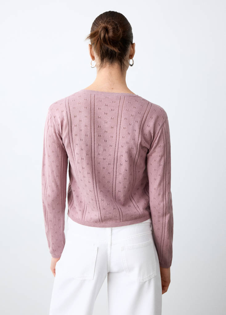 Openwork knit cardigan — Pink