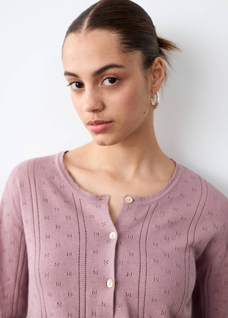 Openwork knit cardigan — Pink
