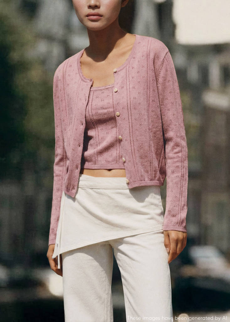 Openwork knit cardigan — Pink