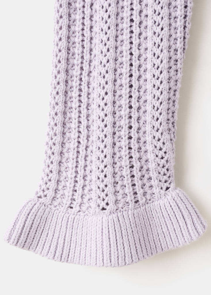 Openwork knitted sweater with ruffles — Light/Pastel Purple
