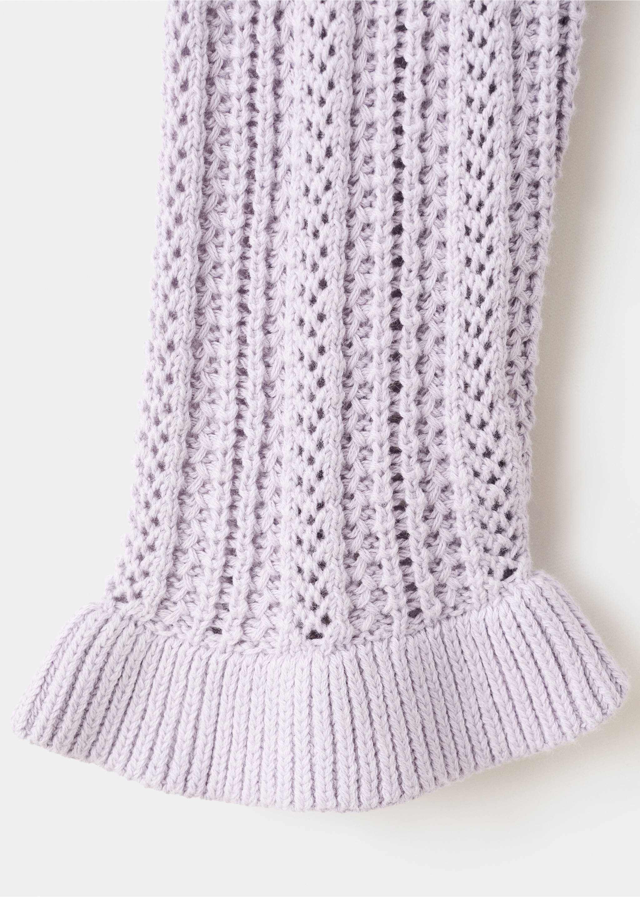 Openwork knitted sweater with ruffles - Details of the article 0, Light/Pastel Purple. Ref: 27064771-00.