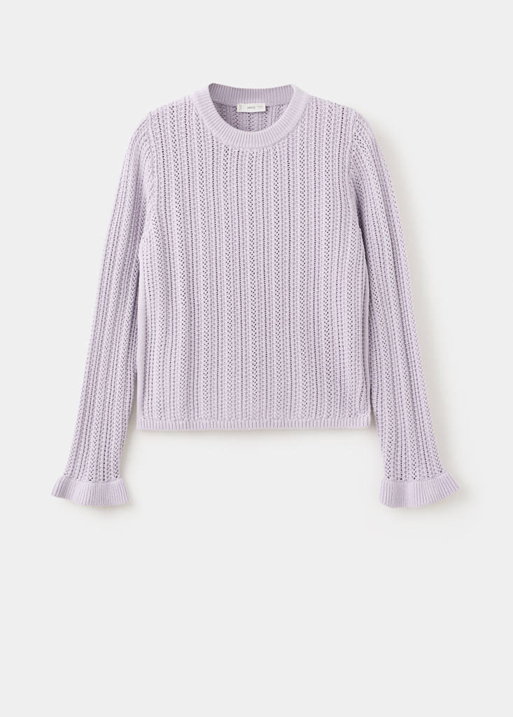 Openwork knitted sweater with ruffles — Light/Pastel Purple