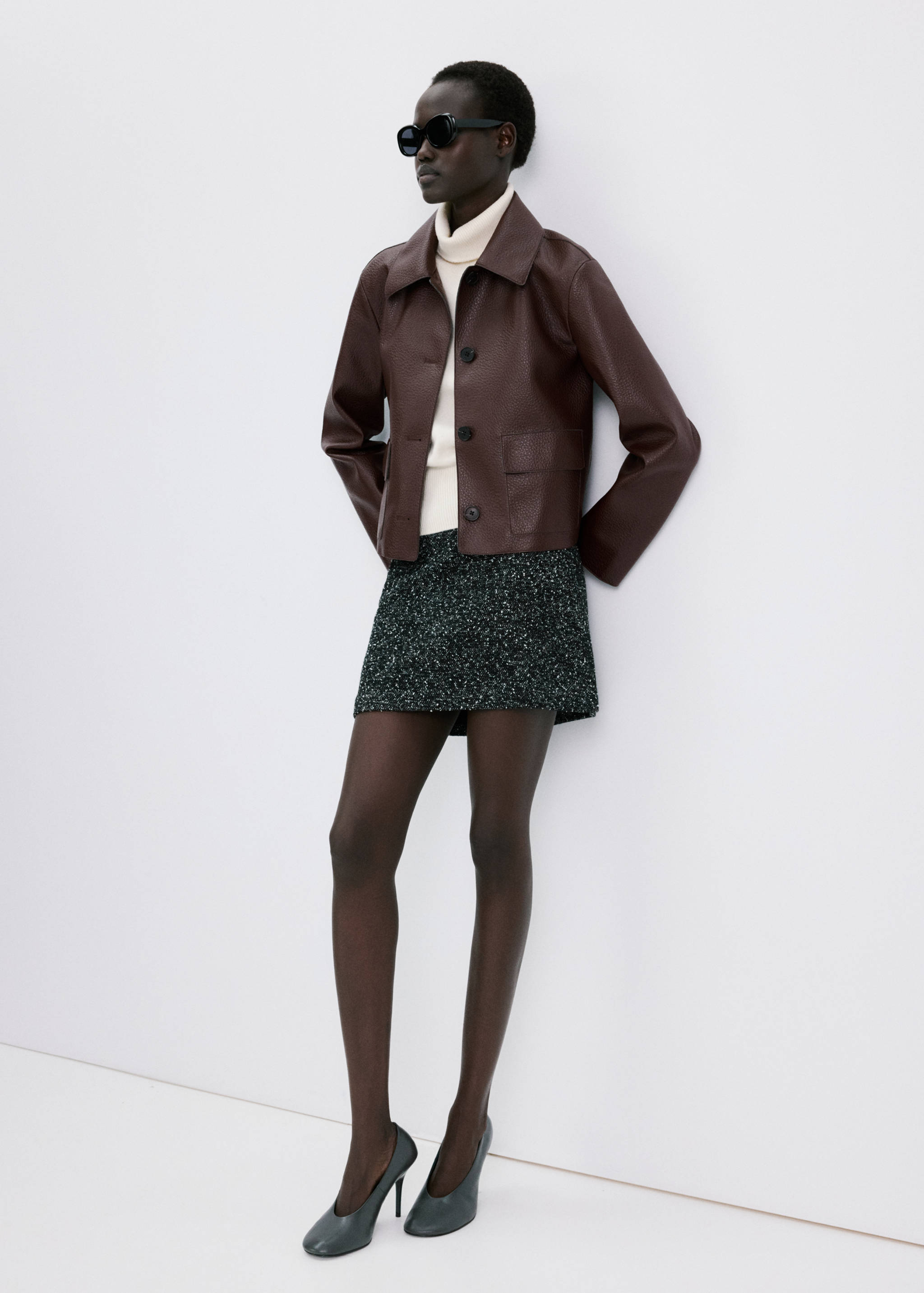 Veste cuir synthétique poches - Plan général