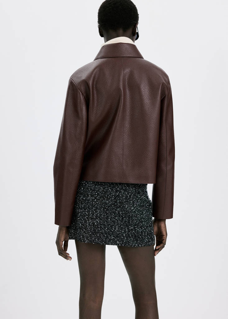 Faux-leather jacket with pockets — Maroon