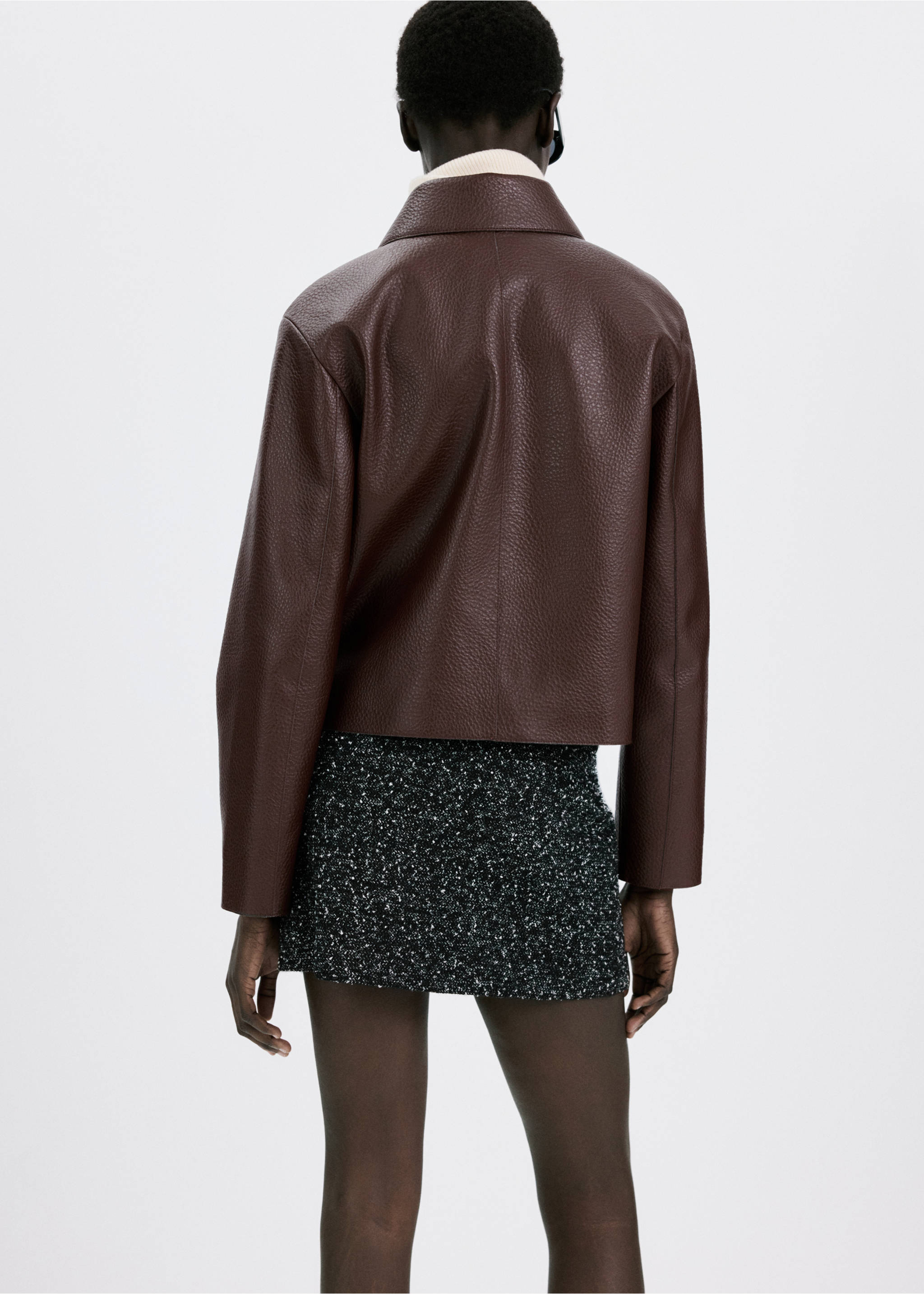 Veste cuir synthétique poches - Verso de l’article, Grenat. Ref: 27064775-00.