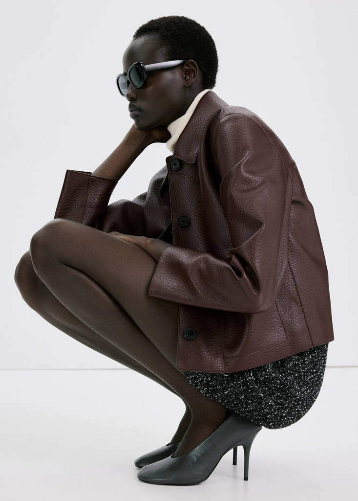 Faux-leather jacket with pockets — Maroon