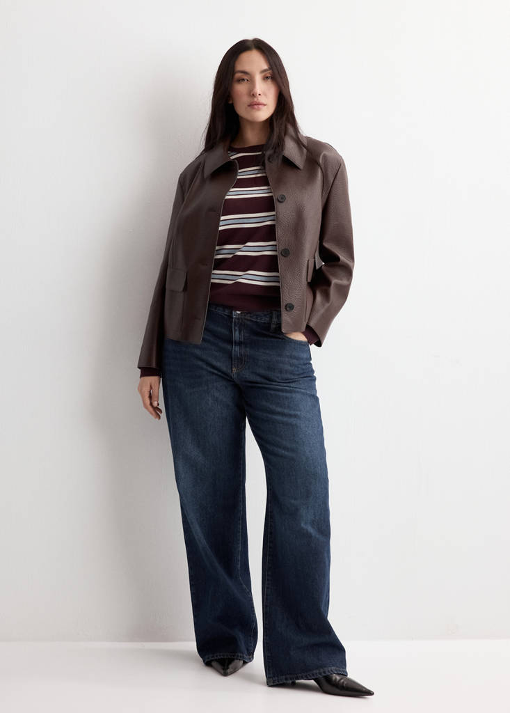 Faux-leather jacket with pockets — Maroon