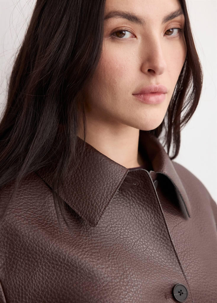Faux-leather jacket with pockets — Maroon