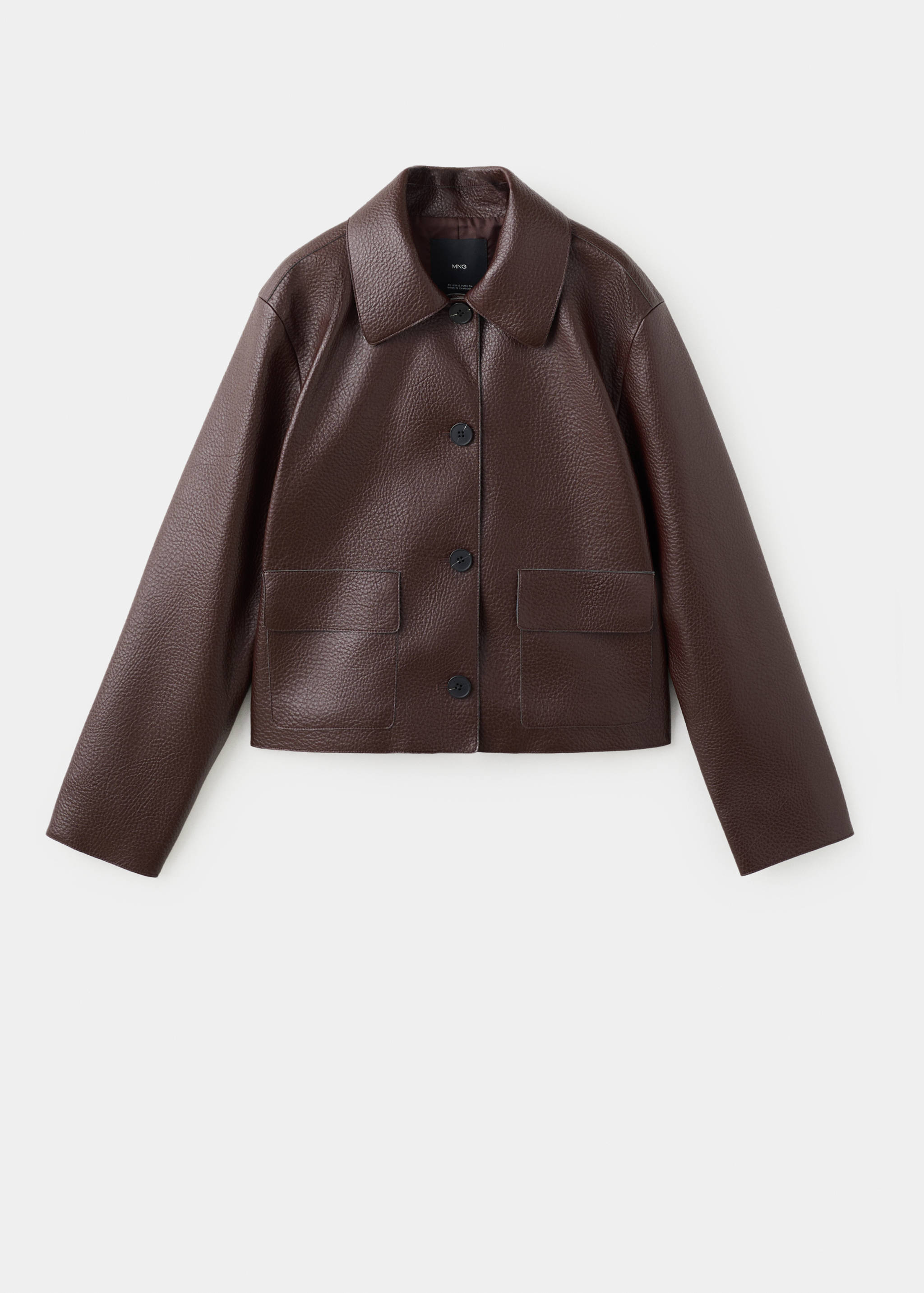 Faux-leather jacket with pockets - Article without model