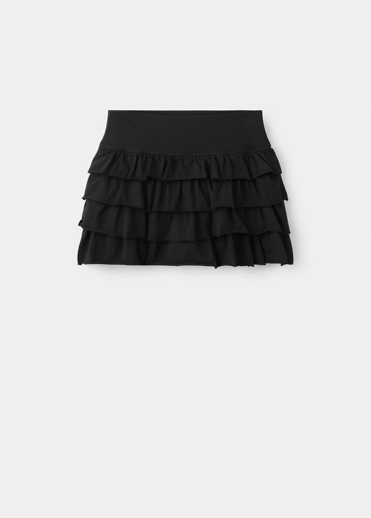 Ruffled short skirt — Black