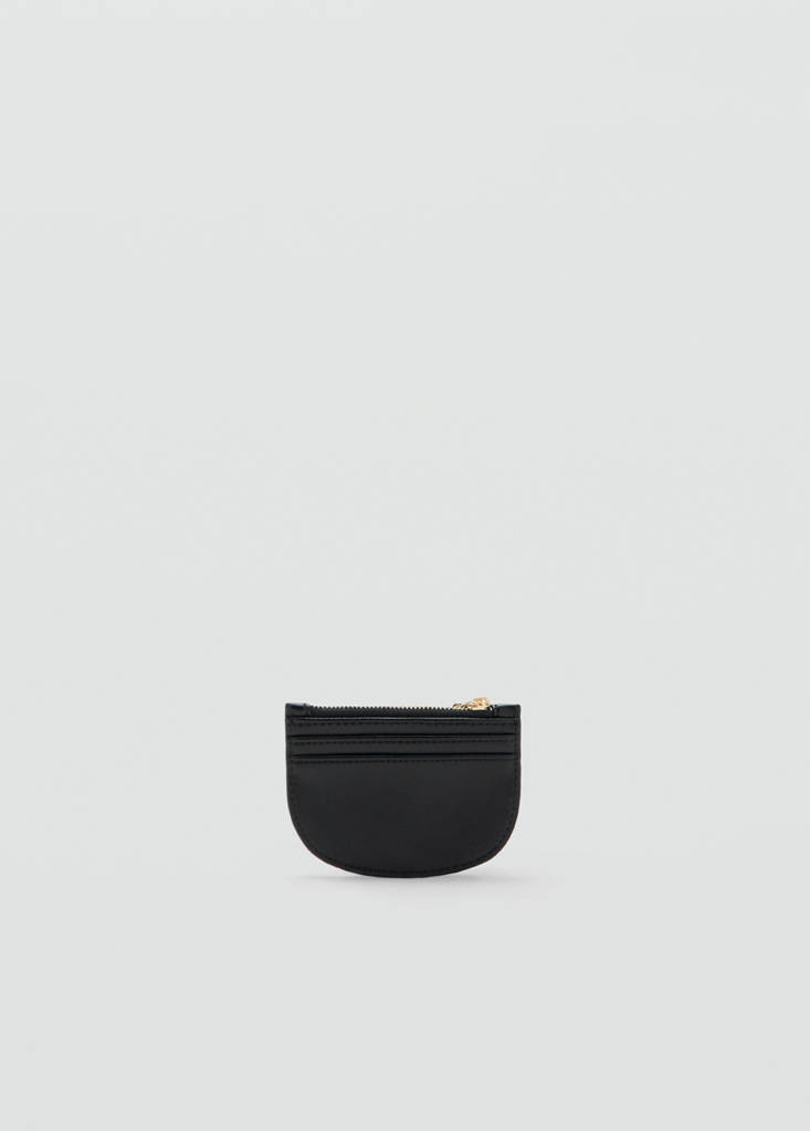 Mini beaded card holder — Black