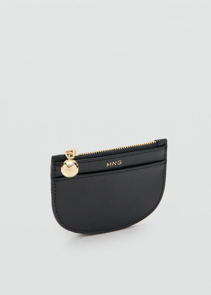 Mini beaded card holder — Black