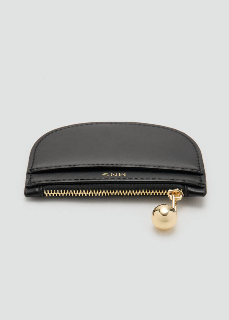 Mini beaded card holder — Black