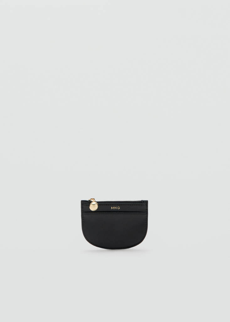 Mini beaded card holder — Black
