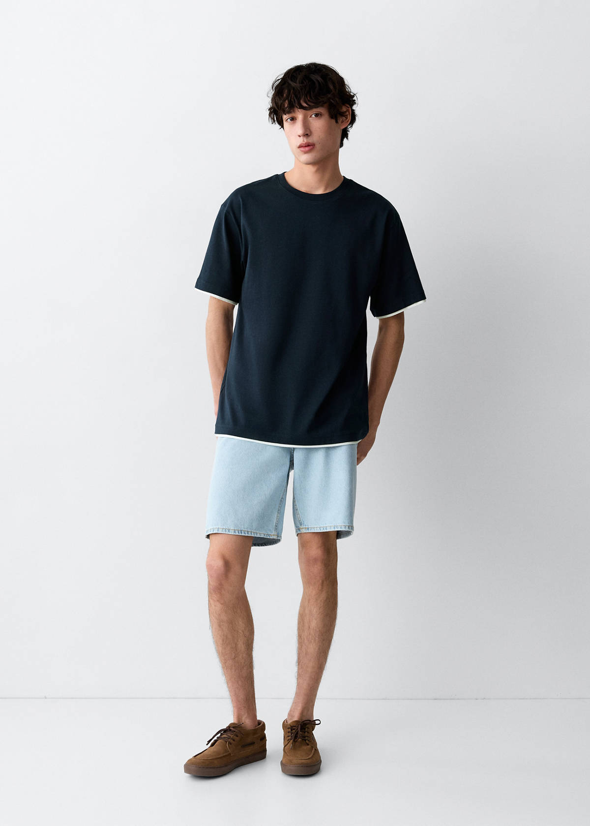 Two-tone short-sleeved T-shirt — Navy