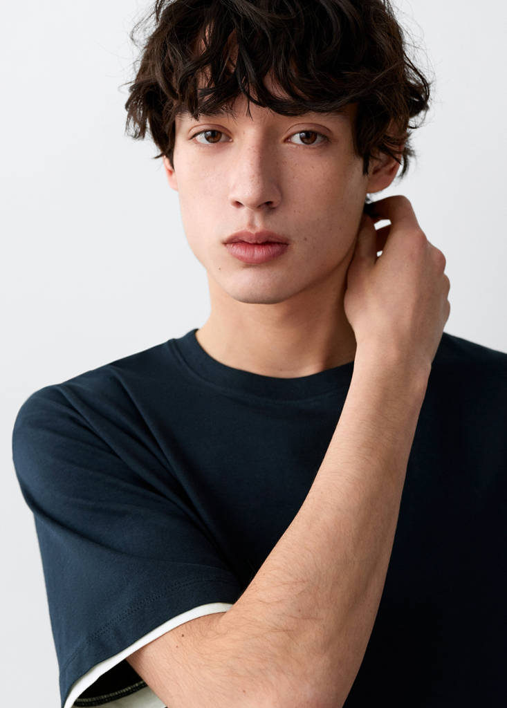Two-tone short-sleeved T-shirt — Navy