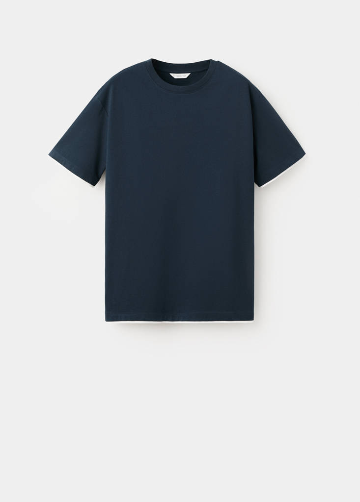 Two-tone short-sleeved T-shirt — Navy