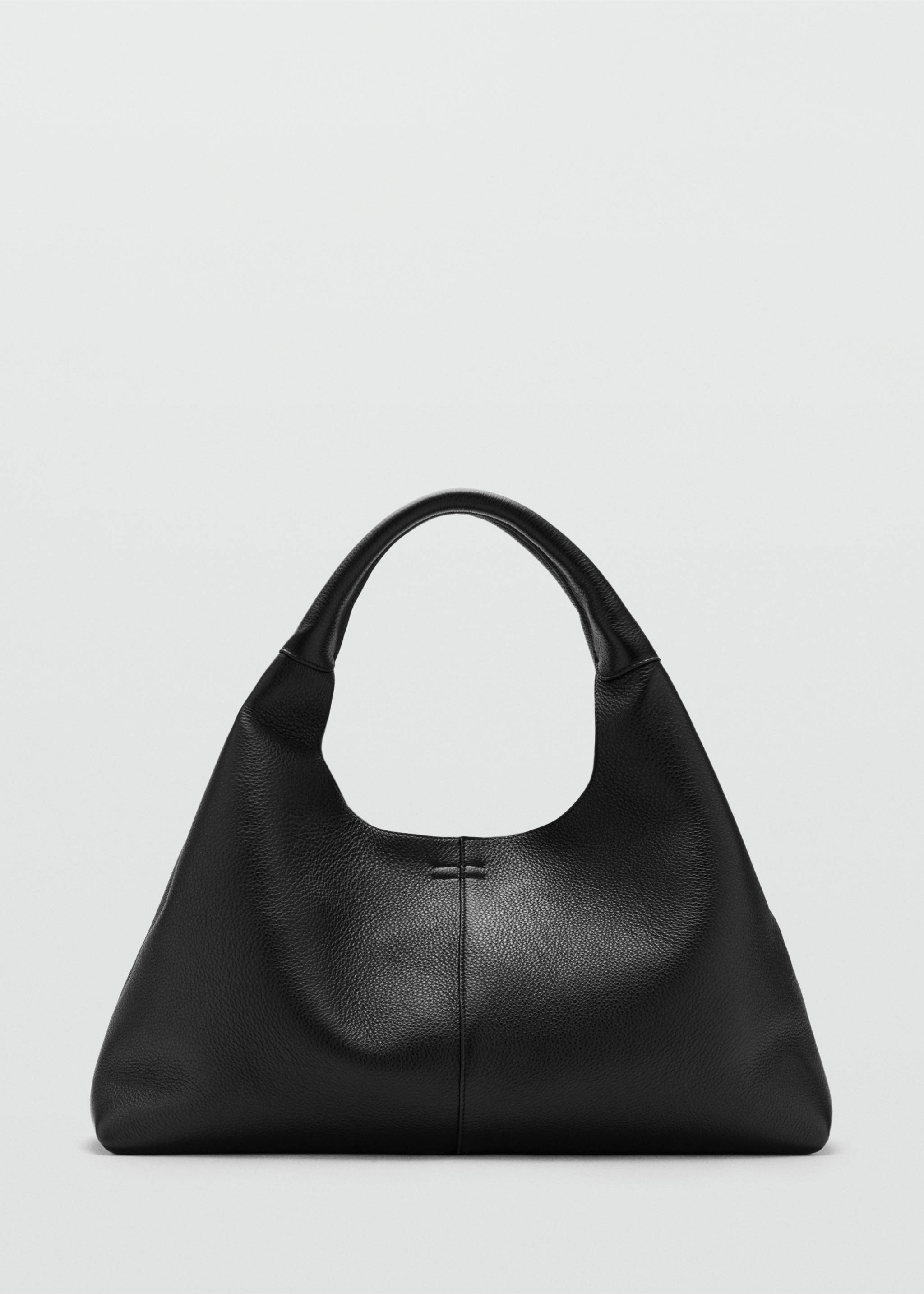 Leather shoulder bag with stitching - Article without model, Black. Ref: 27064788-00.