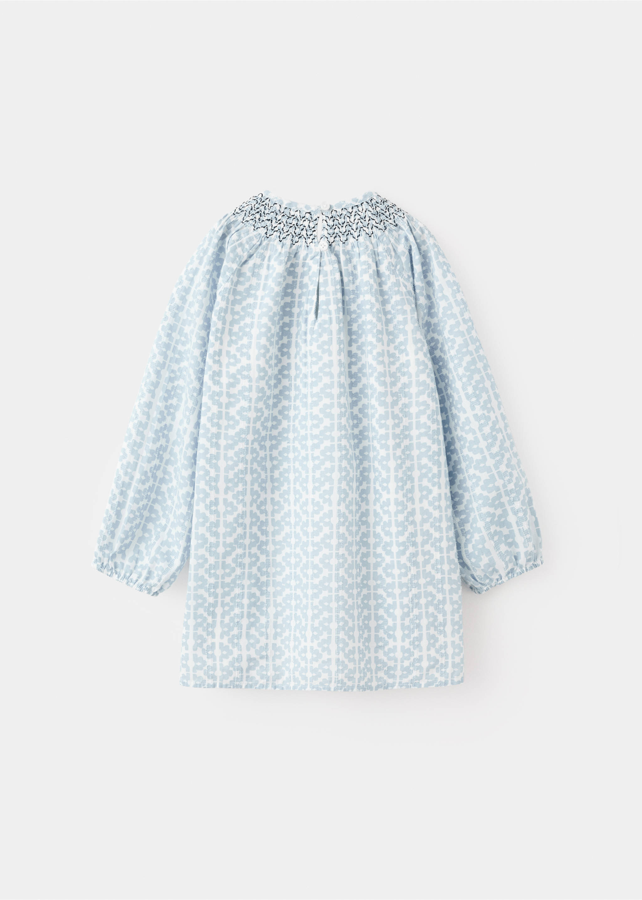 Short patterned dress - Reverse of the article, China Blue. Ref: 27065145-00.