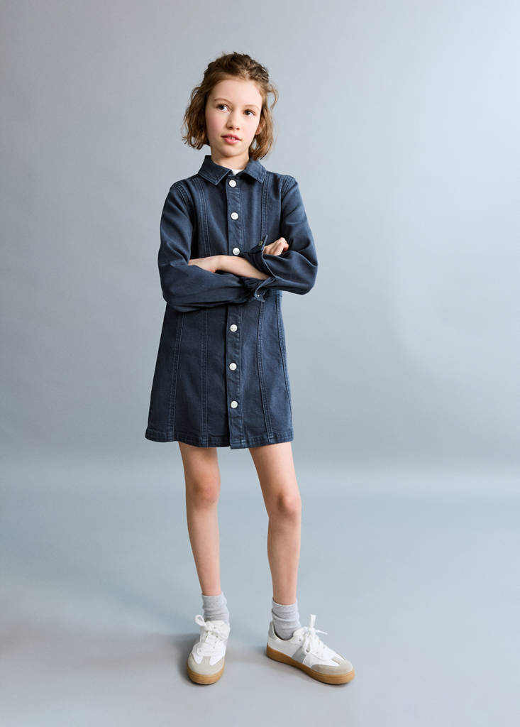 Short denim dress — Navy