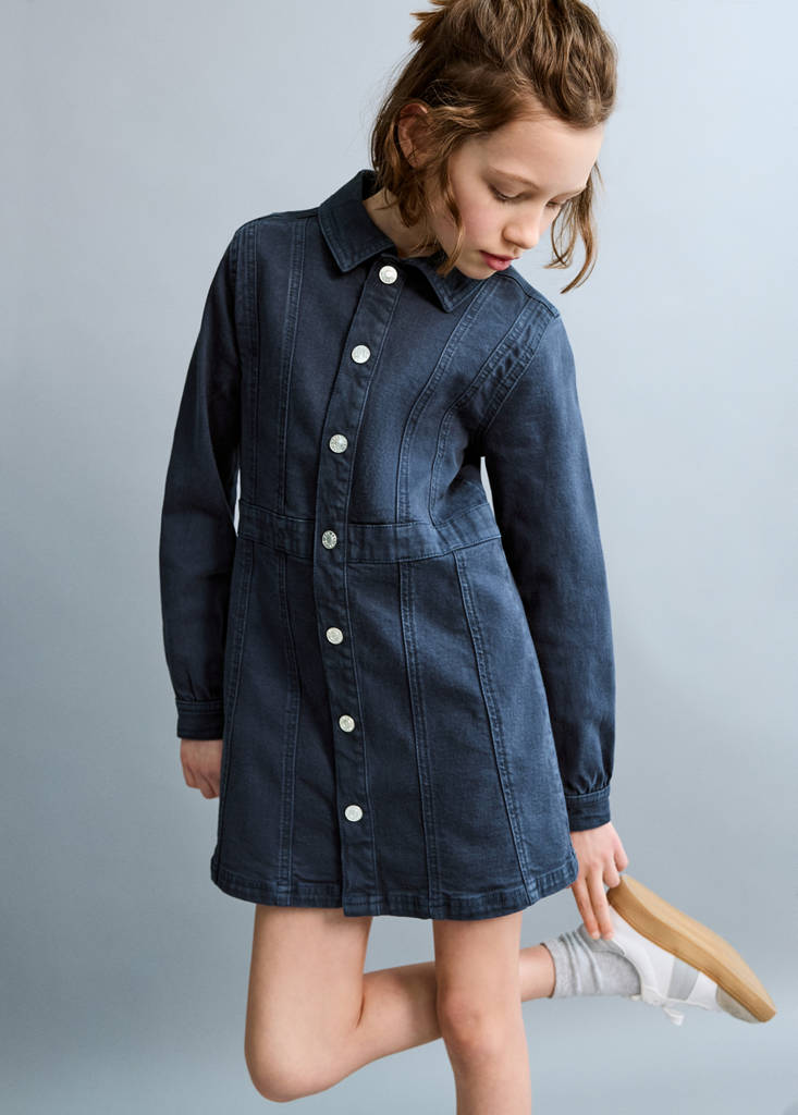 Short denim dress — Navy