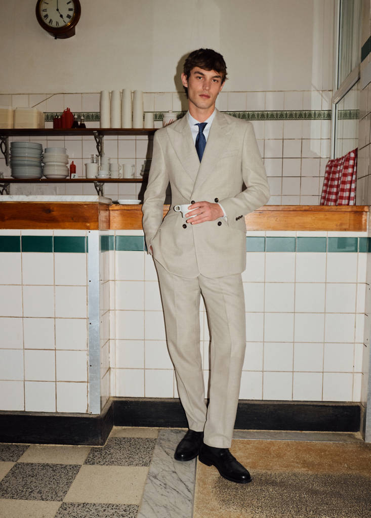 Slim fit trousers 100% Vitale Barberis Canonico® wool — Beige