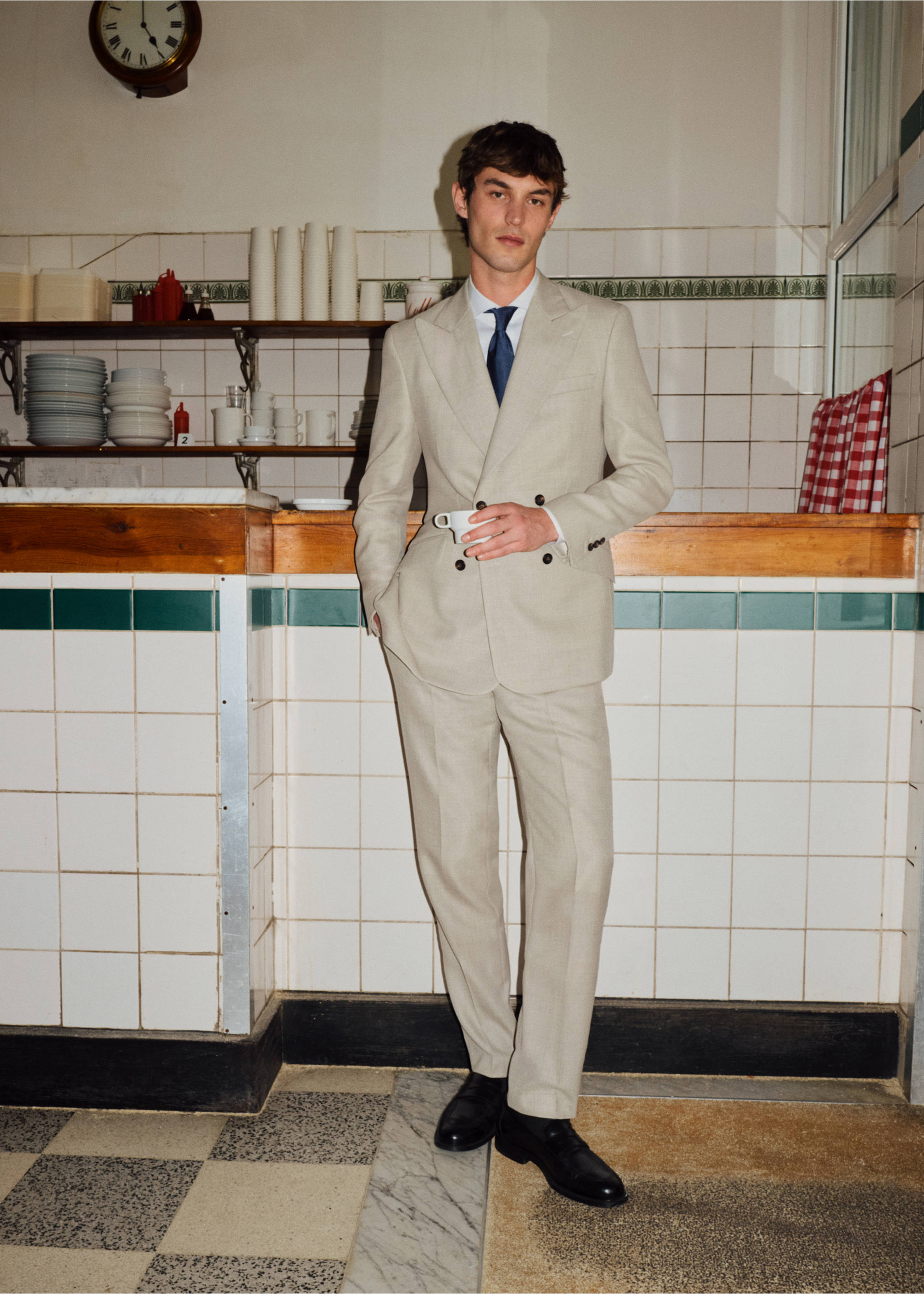 Pantalon slim-fit 100 % laine Vitale Barberis Canonico® - Détail de l'article 5, Beige. Ref: 27065148-00.