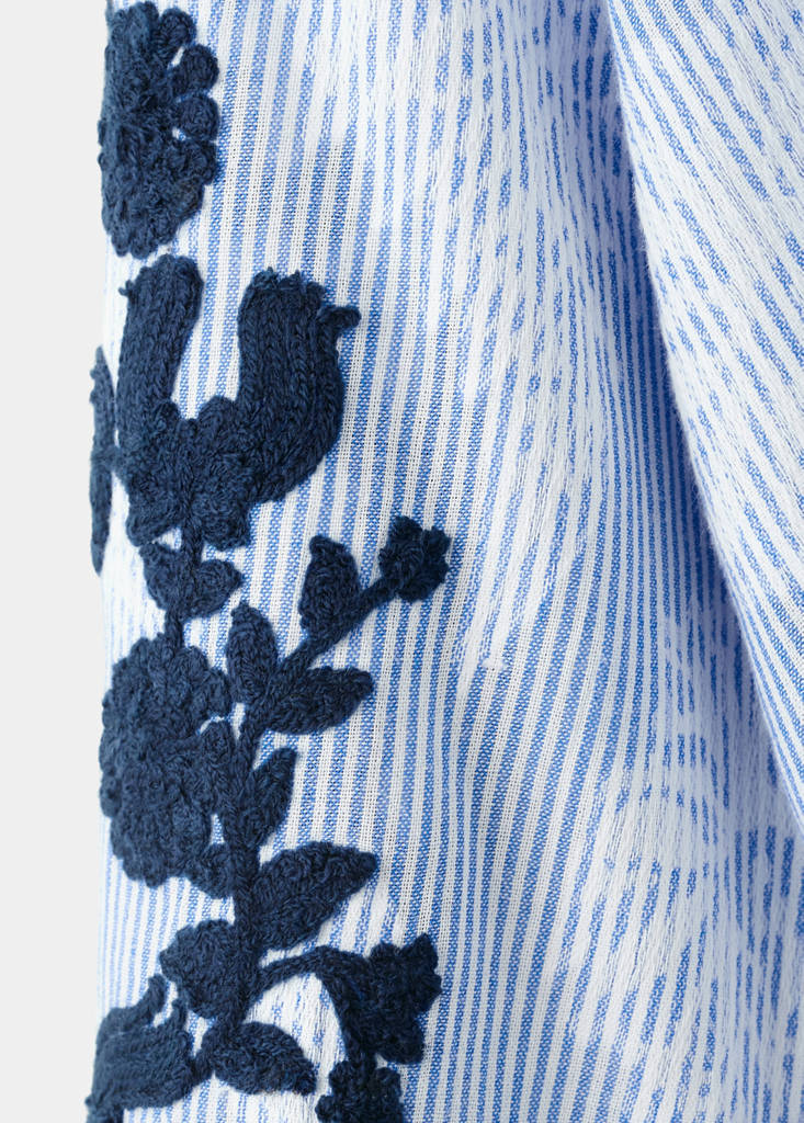 Floral embroidery blouse — Sky Blue