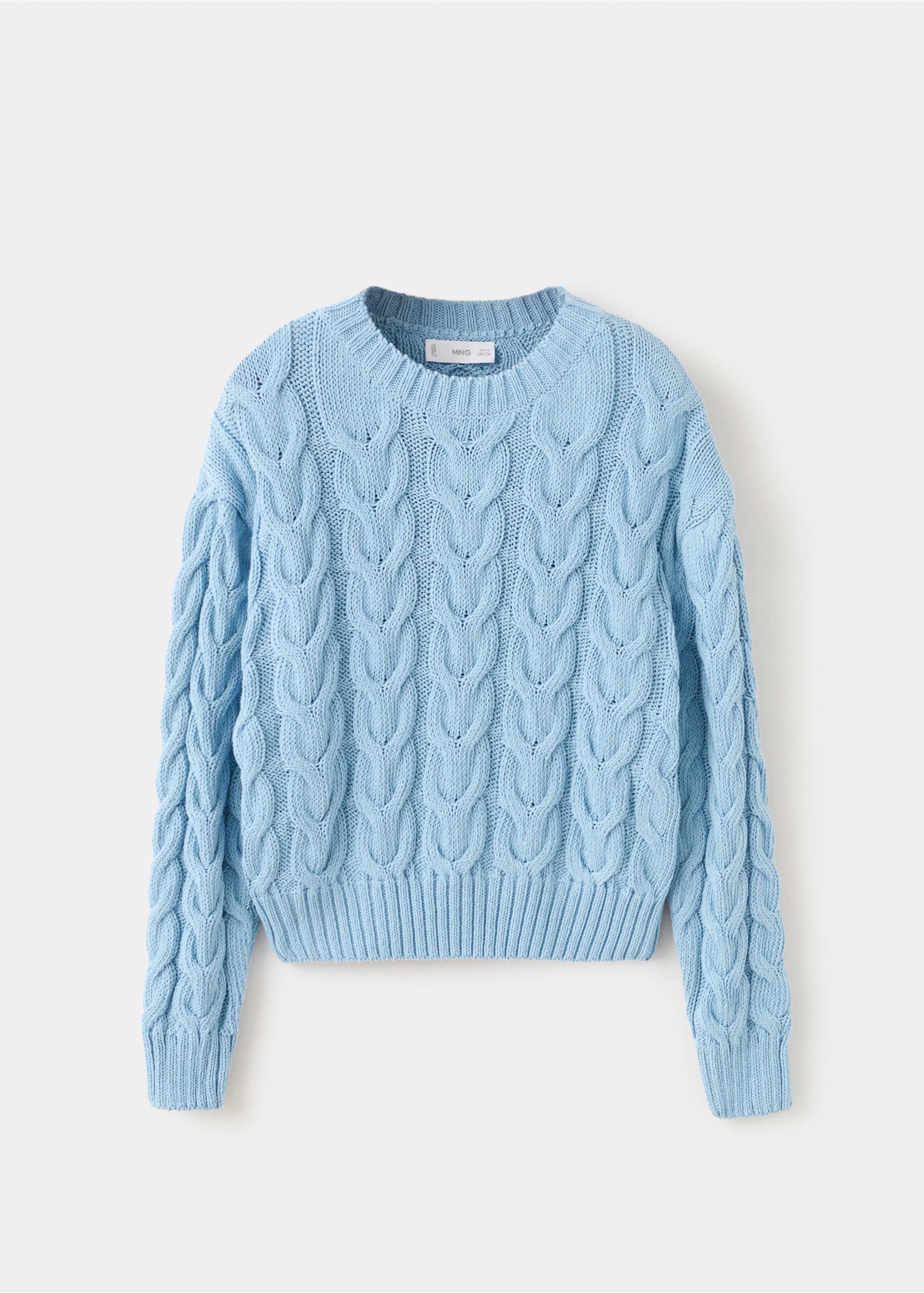 Braided knitted sweater - Article without model, Sky Blue. Ref: 27065153-00.