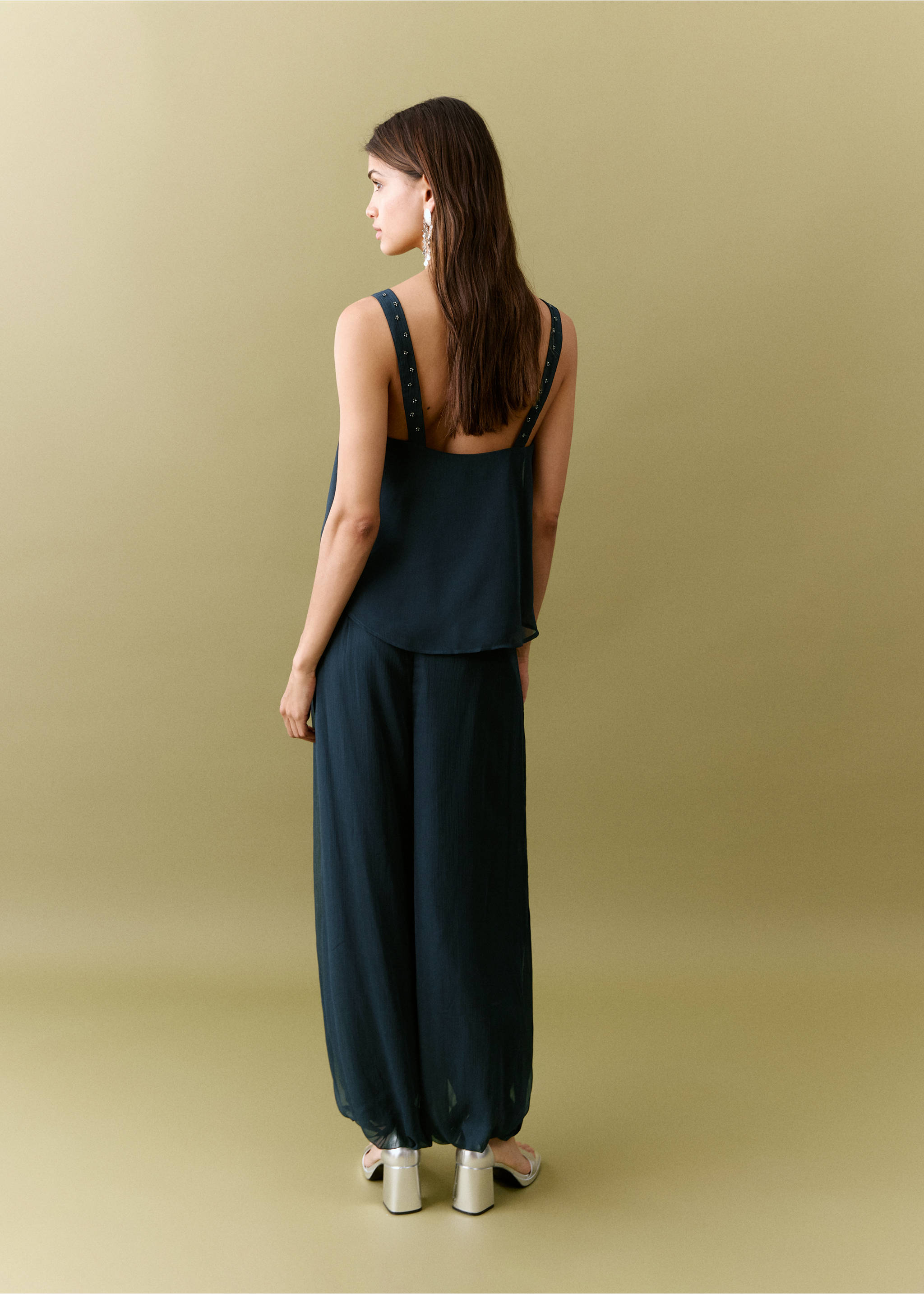 Balloon trousers with strass - Reverse of the article, Navy. Ref: 27065808-00.